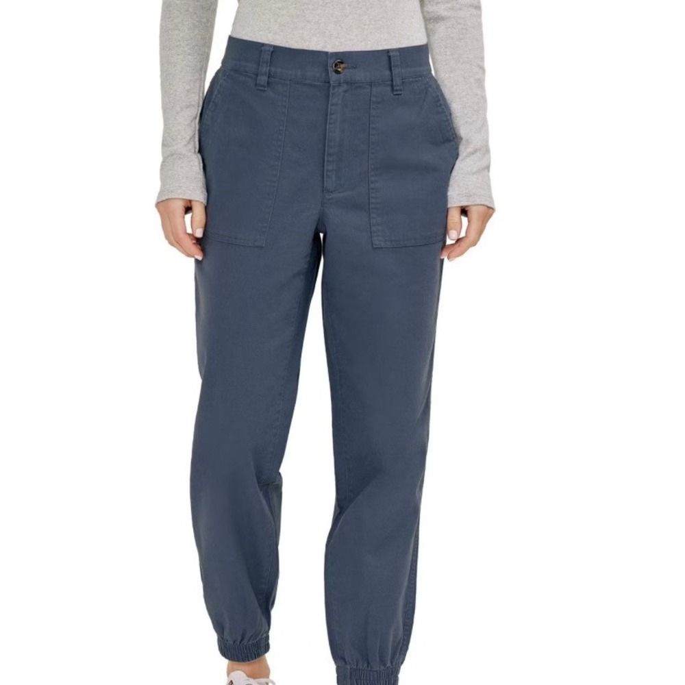 NWT Gap Twill Joggers Navy Blue Elastic Waist Tapered Leg Utility Pants Medium